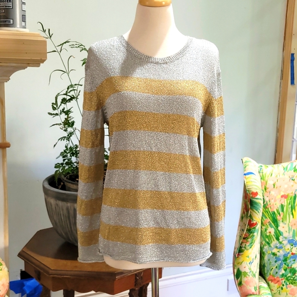 Tory Burch Gold and Silver sweater M